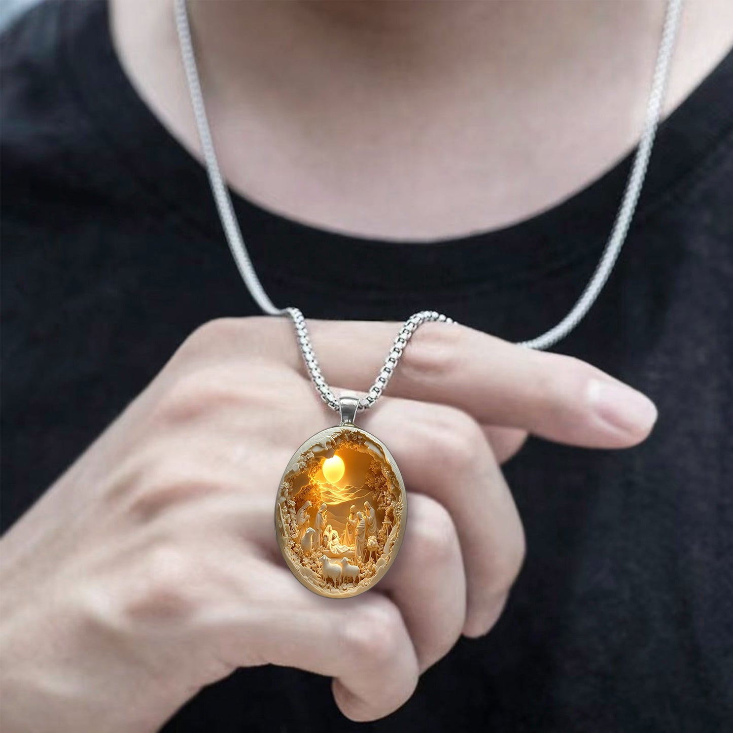 Christmas Nativity 3D Relief Pendant