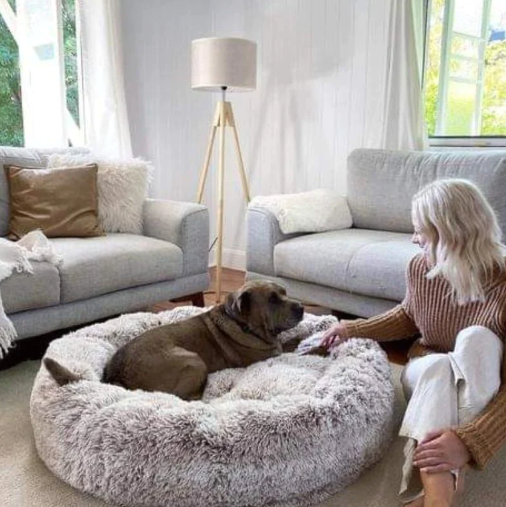 Round pet donut bed
