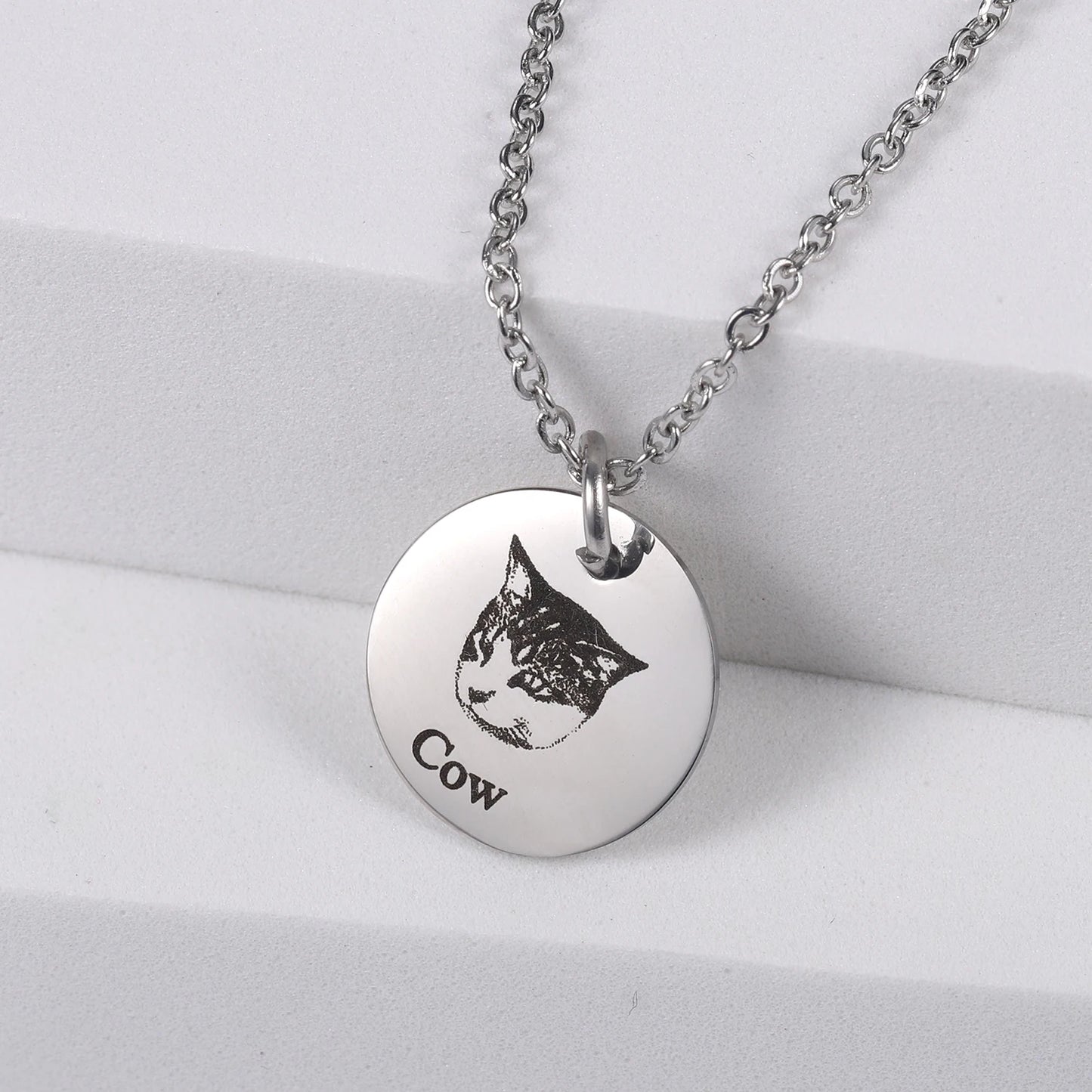 Personalized disc necklace with your pet's photo.