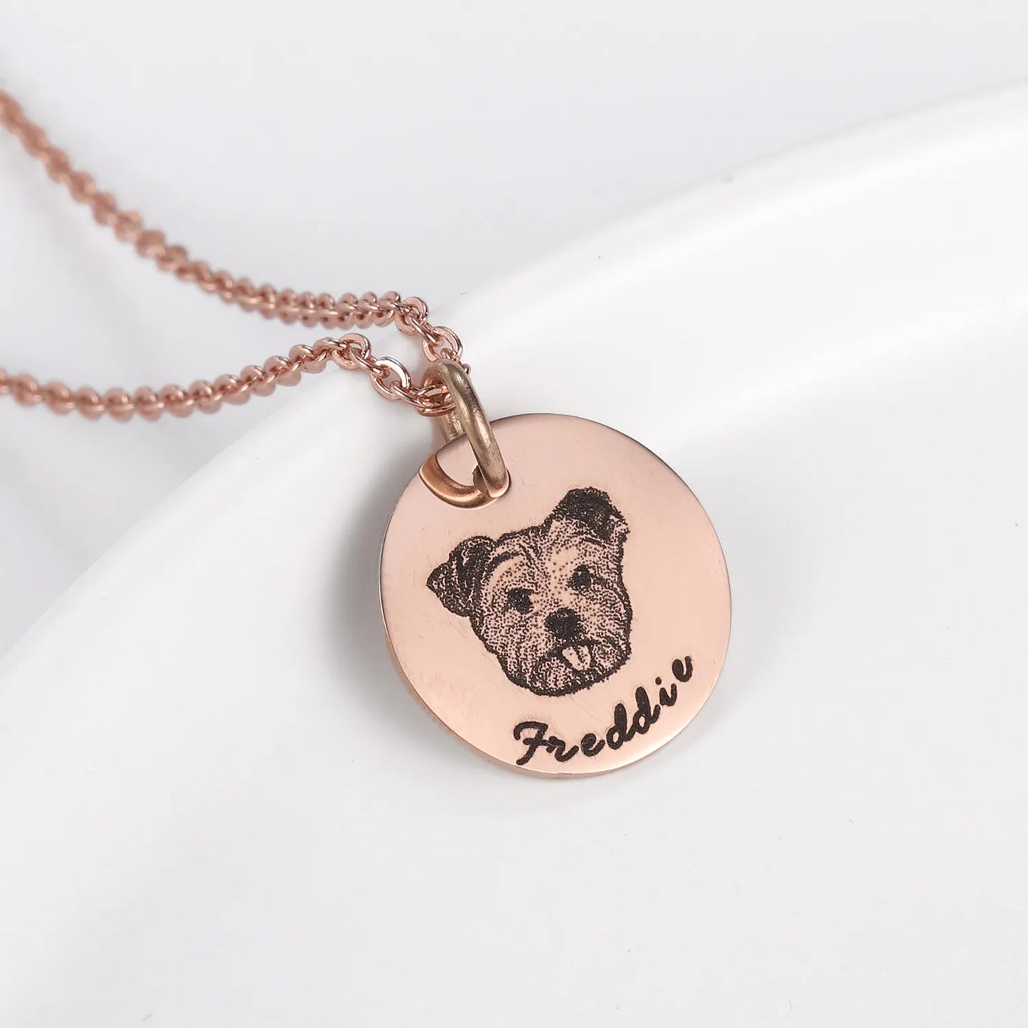 Personalized disc necklace with your pet's photo.