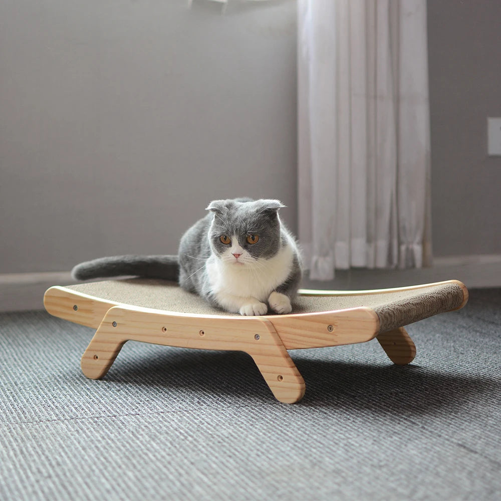 Wooden scratcher for cats