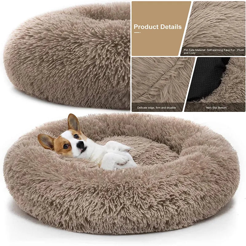 Round pet donut bed