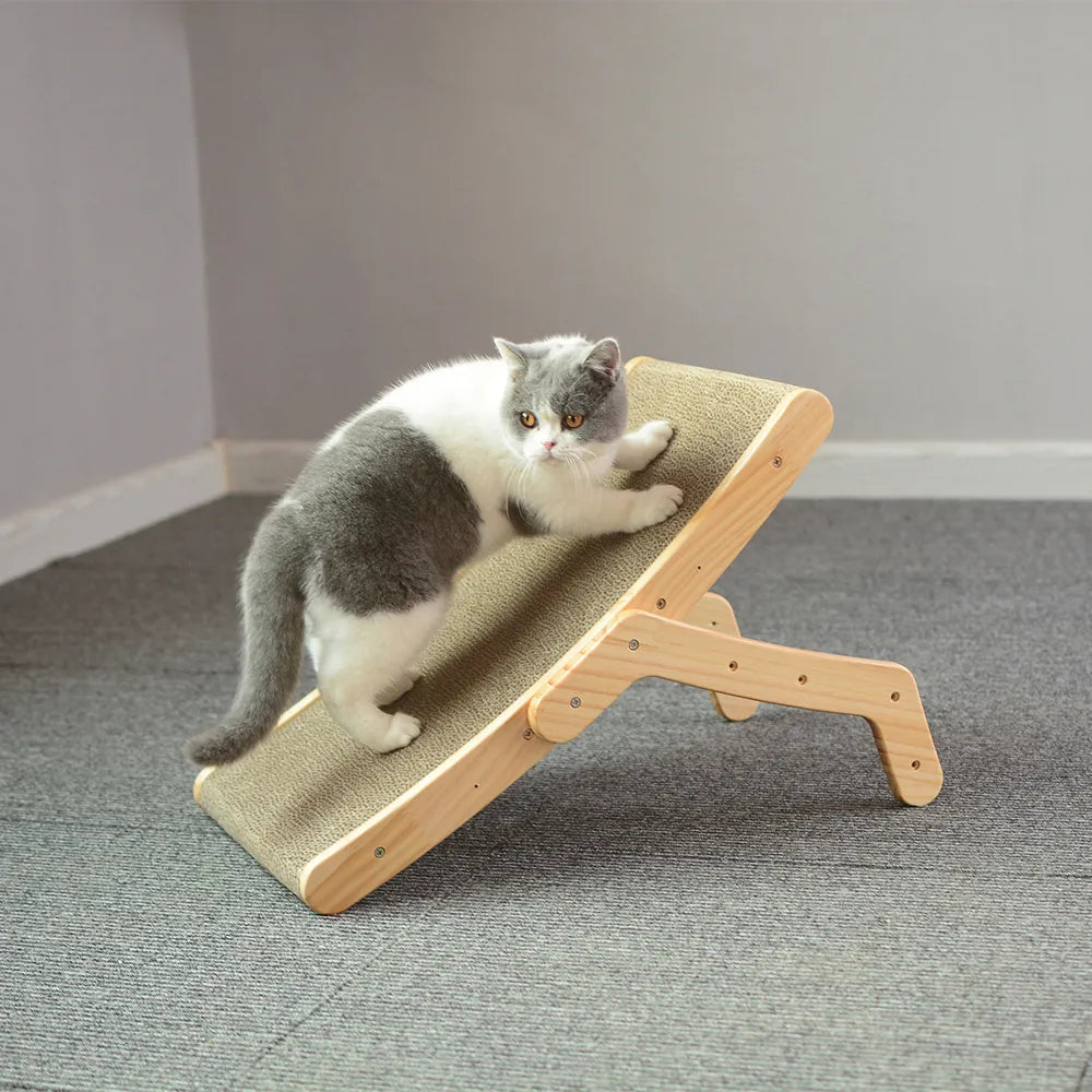 Wooden scratcher for cats