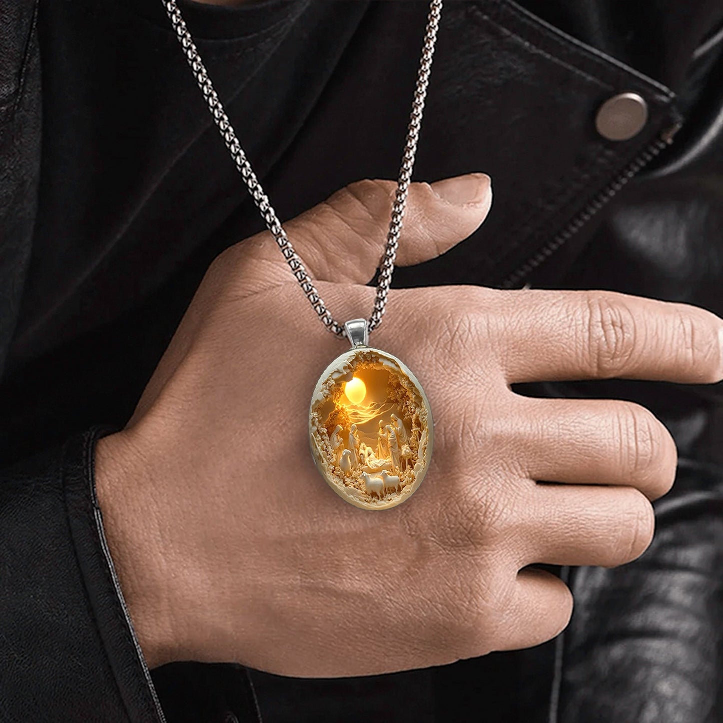 Christmas Nativity 3D Relief Pendant