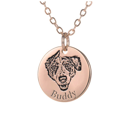 Personalized disc necklace with your pet's photo.