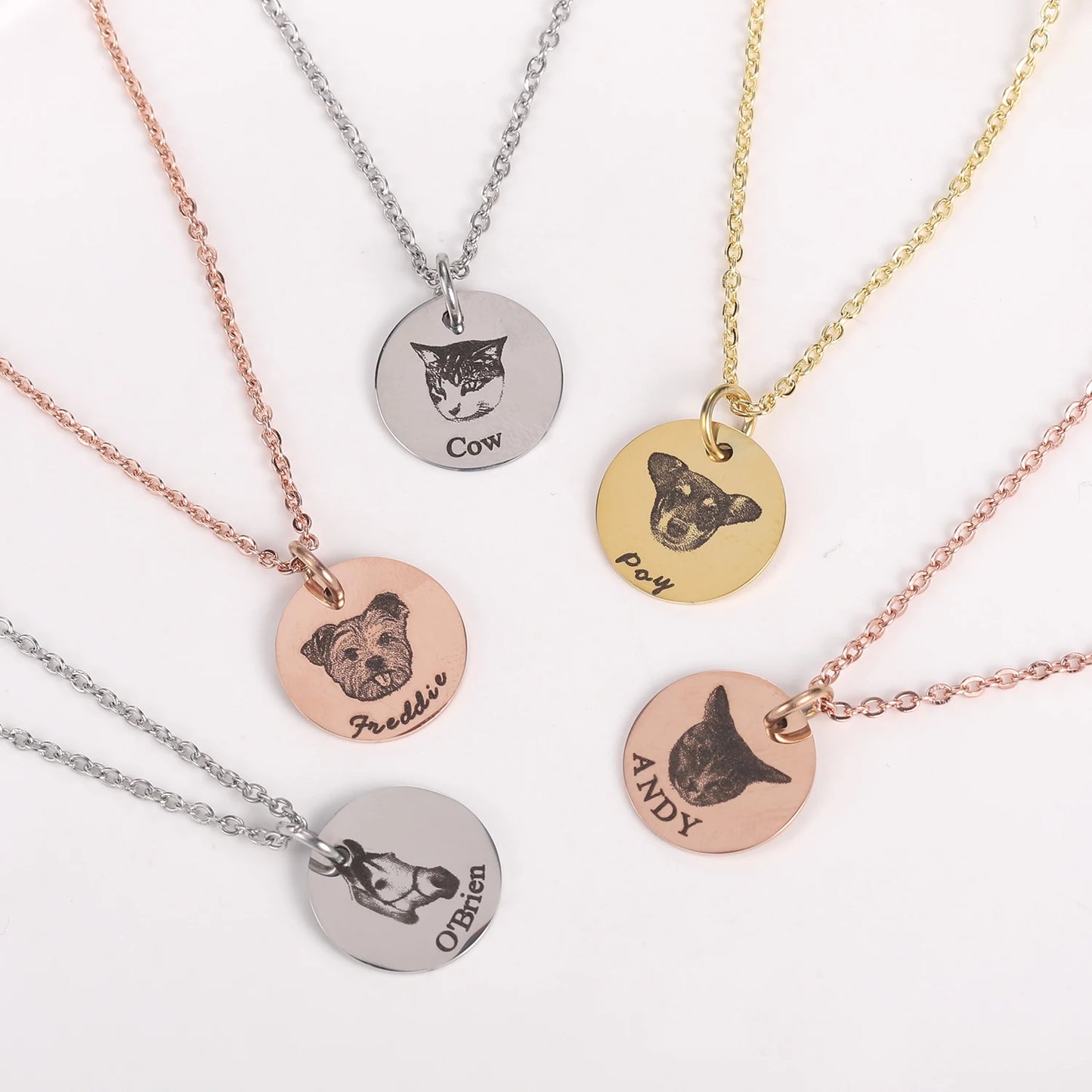 Personalized disc necklace with your pet's photo.