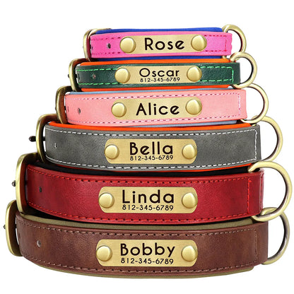Set of personalized leather dog collars: Luxe Paws Edition